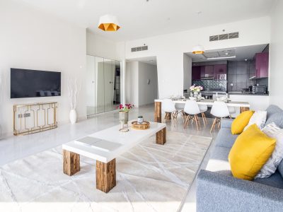 Big Living Room of a Luxurious Apartment in Marina, Dubai